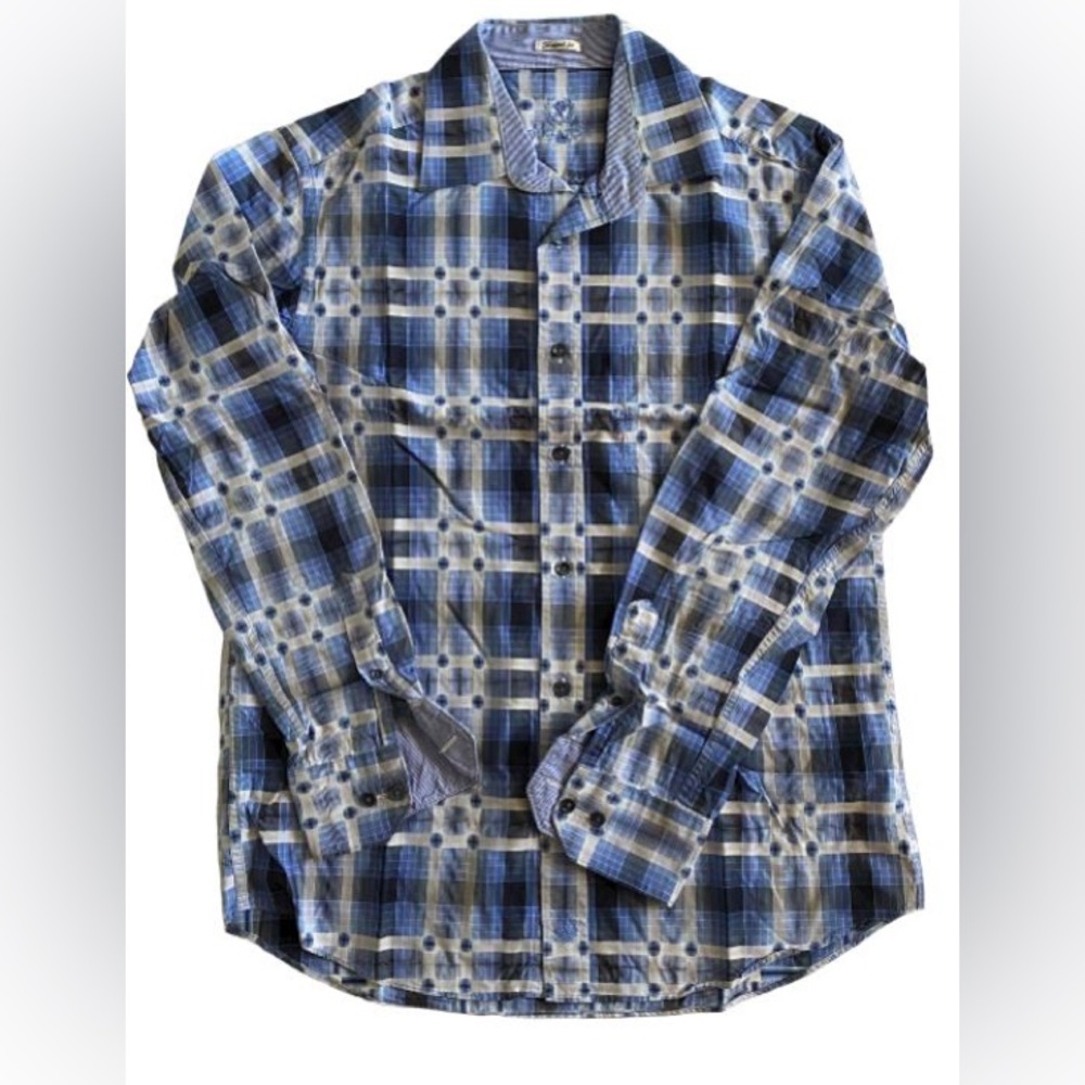 BUGATCHI Men's 100% Cotton button-down Long-sleeved Shirt Medium